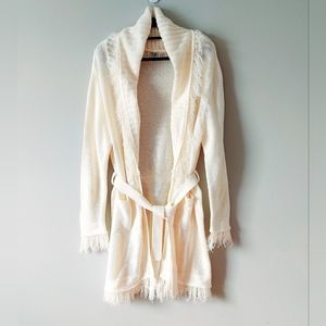VTG 725 Originals Women Cardigan Plus Size 3X Wrap Knit Shawl Collar Fringe Trim